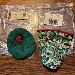 Longaberger Santa’s Helper Liner and Melody Ivy Lid Cover -NWOT